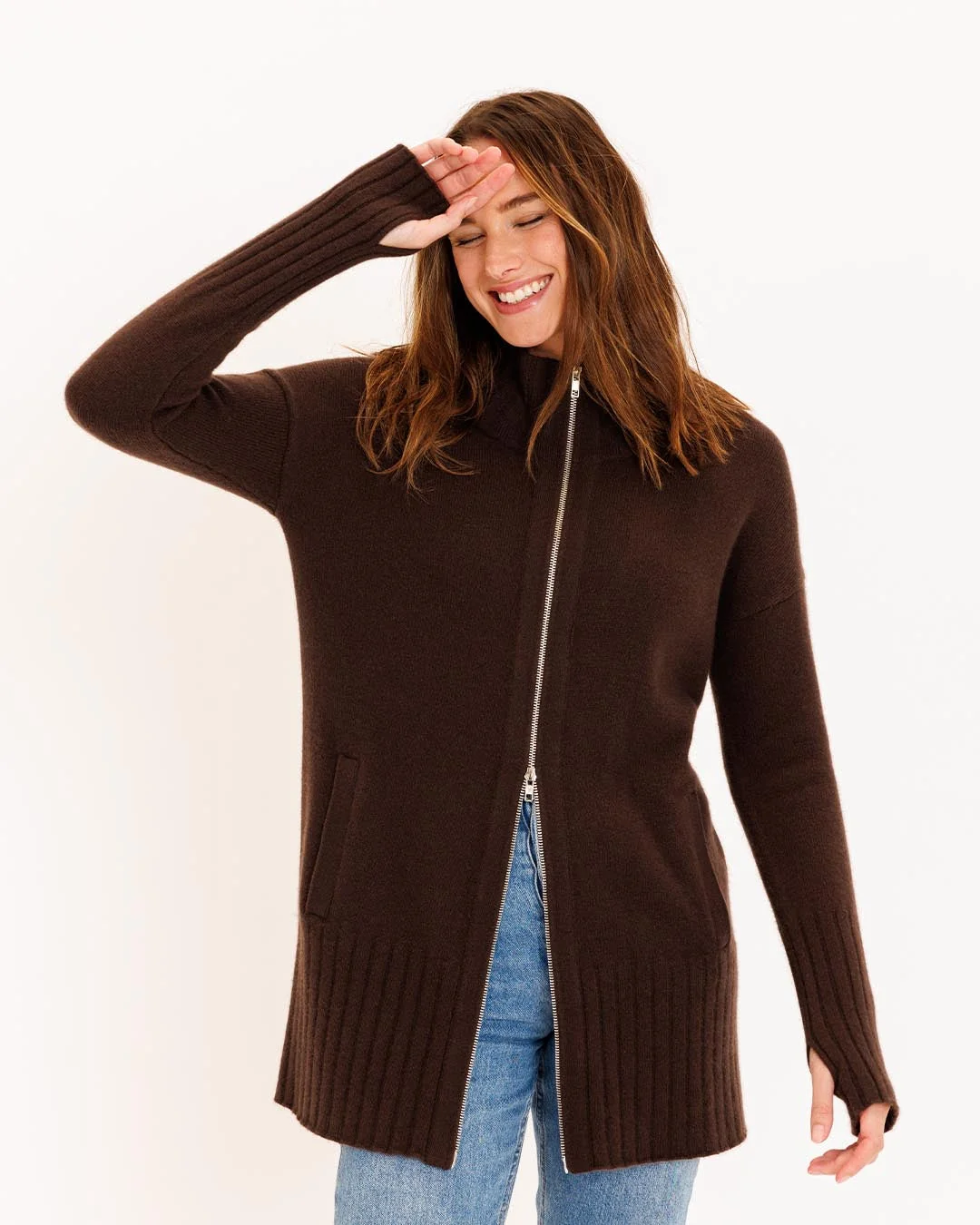 Cashmere Zip Up Cardigan - Image 6